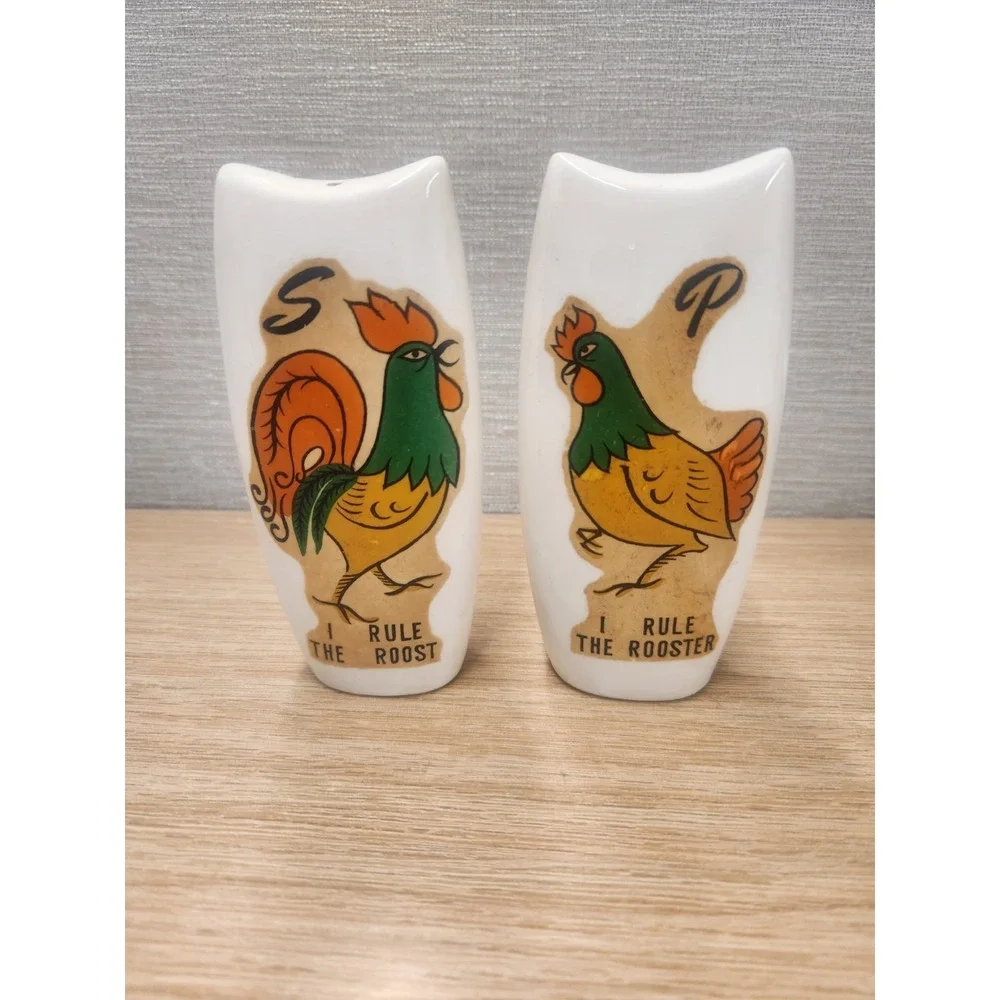 Vintage I Rule The Roost I Rule The Rooster Novelty Salt and Pepper Shakers